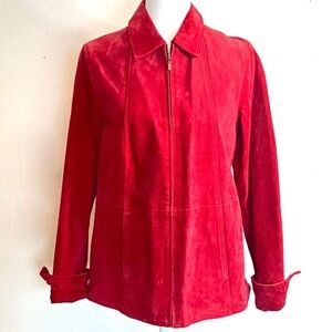 Y2K Coldwater Creek Vibrant Red Leather Jacket like new worn once